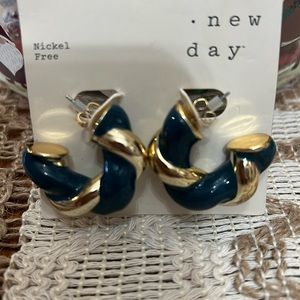 New pierced earrings.  Gold and green.